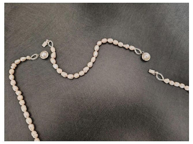 Autre Marque Antik echte Perlenkette mit Verlängerung Weiß Aus weiß - Ansicht 4