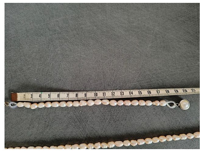 Autre Marque Antik echte Perlenkette mit Verlängerung Weiß Aus weiß - Ansicht 6