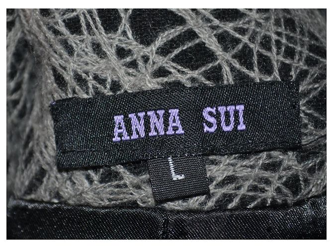 Anna Sui wool blend coat black grey size L - view 4