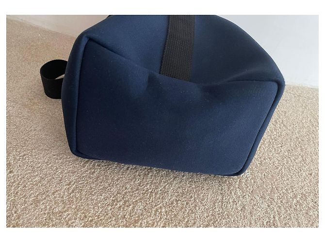 Autre Marque Borsa a spalla in neoprene blu marino con finitura nera Nero Blu navy - vista 4