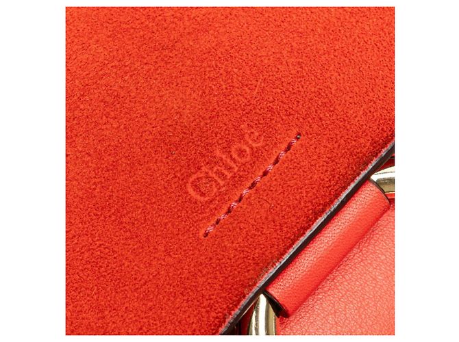 Borsa a spalla in pelle e suede rossa Chloé Rosso - vista 10