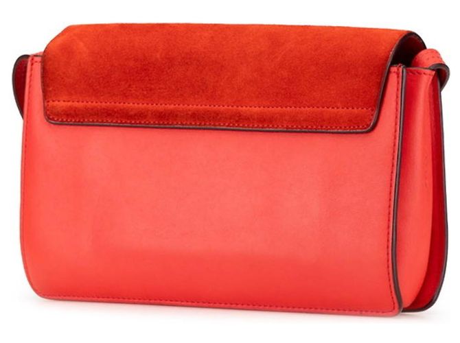 Borsa a spalla in pelle e suede rossa Chloé Rosso - vista 2