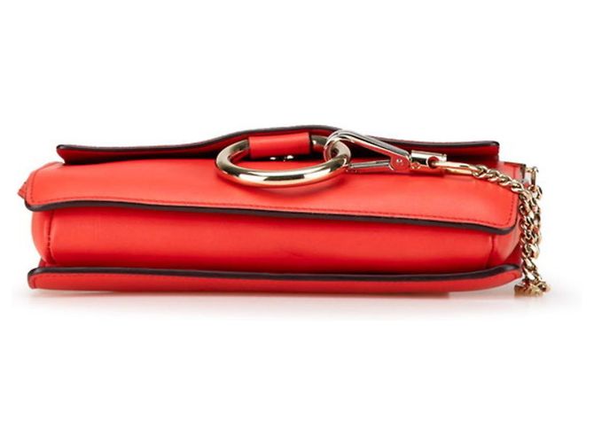 Borsa a spalla in pelle e suede rossa Chloé Rosso - vista 3