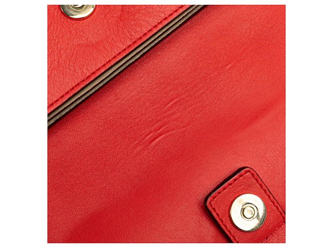 Borsa a spalla in pelle e suede rossa Chloé Rosso - vista 6