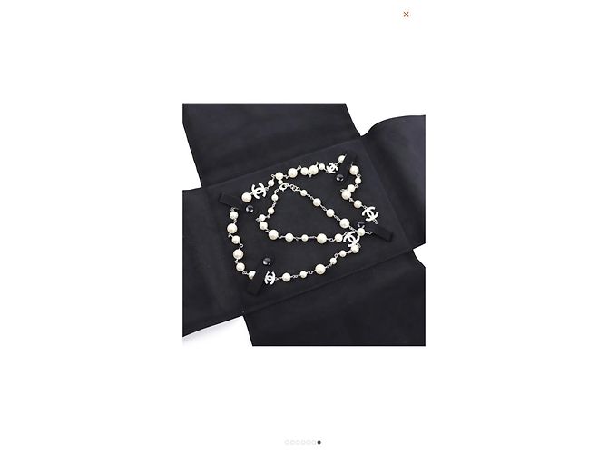 Coco Crush Collana di perle vintage Chanel 5CC con cristalli Silver hardware - vista 10