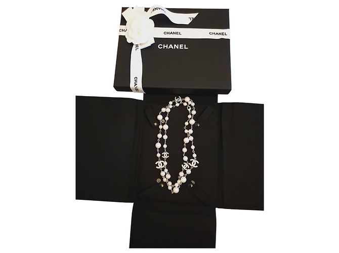 Coco Crush Collana di perle vintage Chanel 5CC con cristalli Silver hardware - vista 12