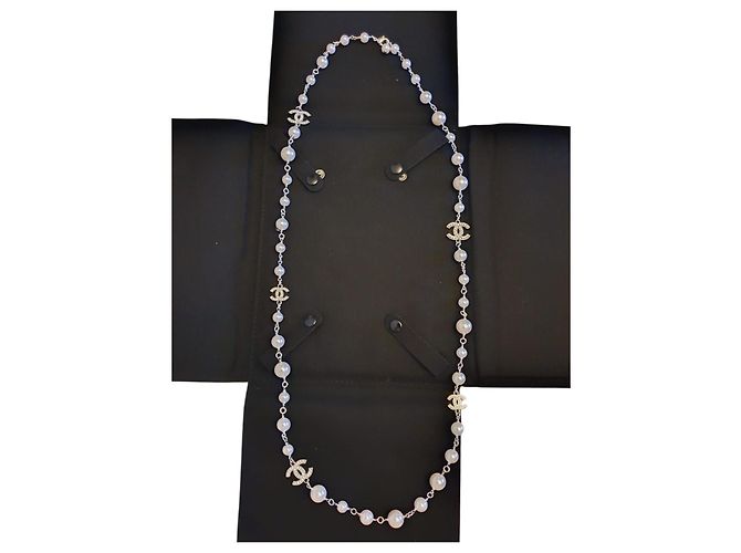 Coco Crush Collana di perle vintage Chanel 5CC con cristalli Silver hardware - vista 13