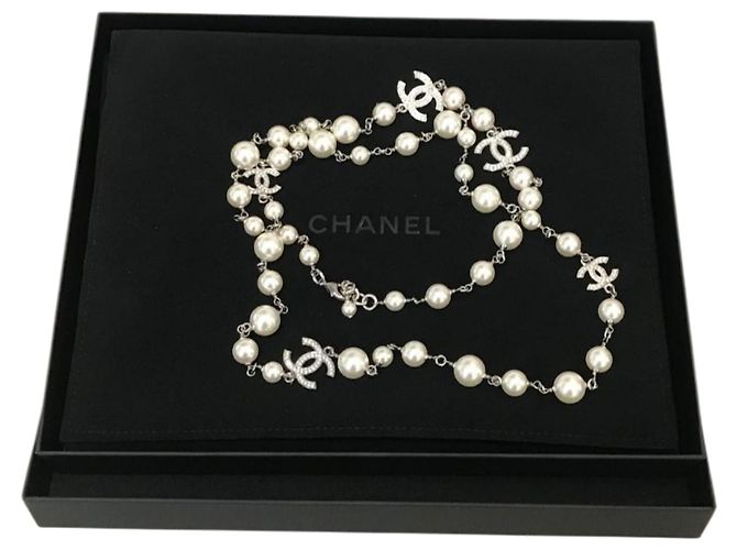 Coco Crush Collana di perle vintage Chanel 5CC con cristalli Silver hardware - vista 14