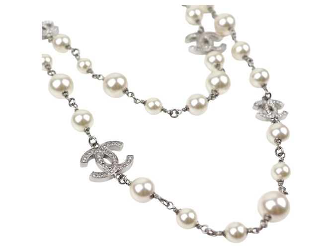 Coco Crush Collana di perle vintage Chanel 5CC con cristalli Silver hardware - vista 16