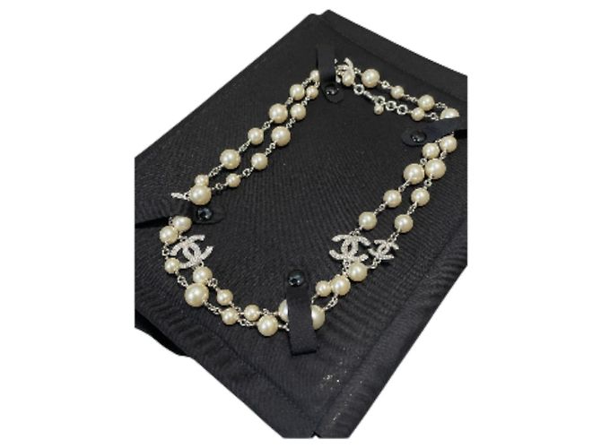 Coco Crush Collana di perle vintage Chanel 5CC con cristalli Silver hardware - vista 3