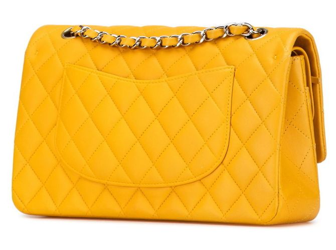 Borsa a Spalla Chanel Matelassé Coco Mark Double Flap con Catena Argento Giallo - vista 2