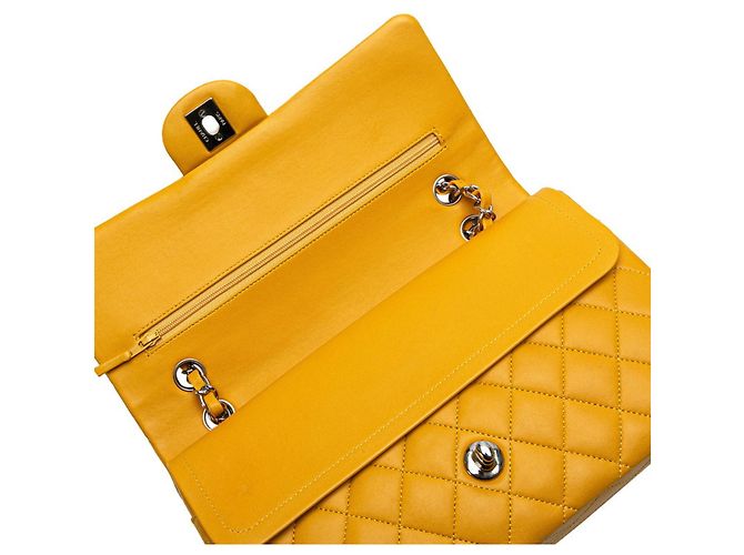 Borsa a Spalla Chanel Matelassé Coco Mark Double Flap con Catena Argento Giallo - vista 4