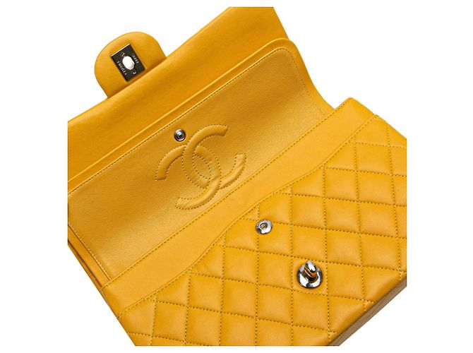 Borsa a Spalla Chanel Matelassé Coco Mark Double Flap con Catena Argento Giallo - vista 5