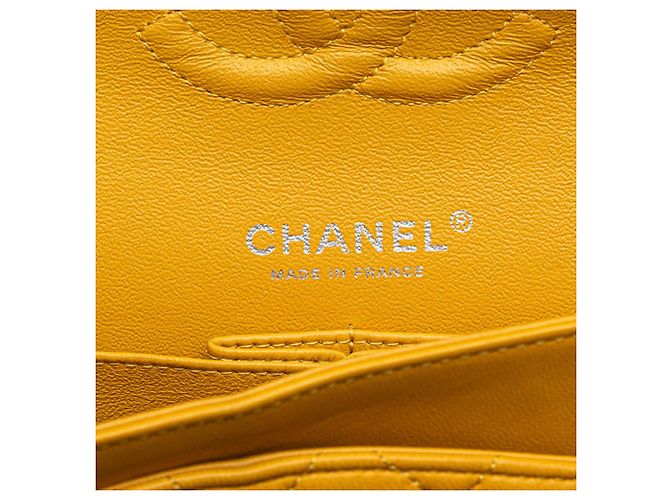 Borsa a Spalla Chanel Matelassé Coco Mark Double Flap con Catena Argento Giallo - vista 7