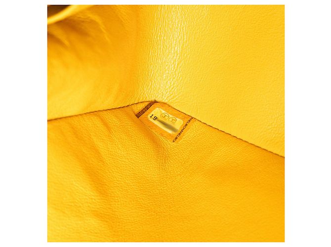 Borsa a Spalla Chanel Matelassé Coco Mark Double Flap con Catena Argento Giallo - vista 8