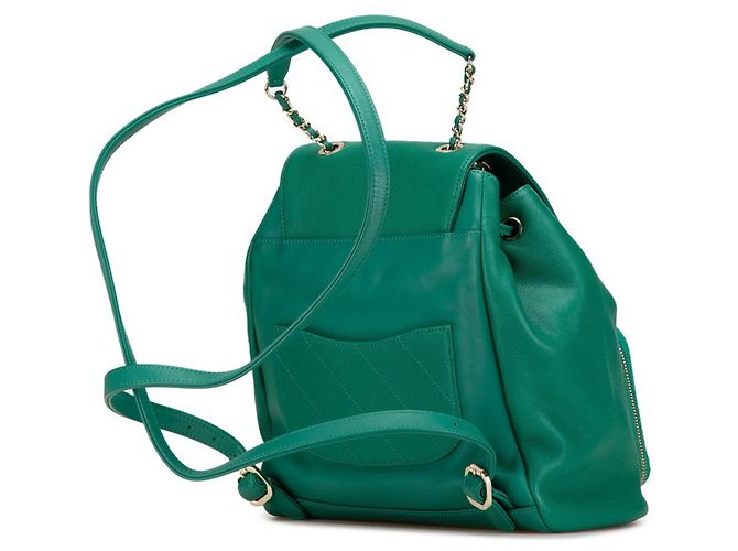 Zaino Chanel Matelassé Coco Mark in pelle caviar verde - vista 2