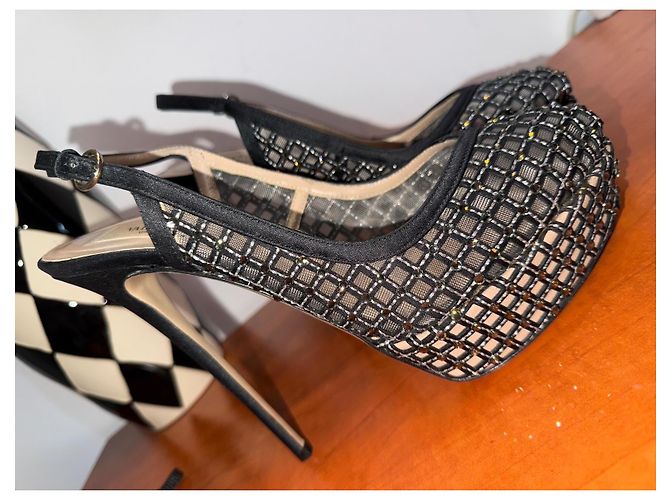 Valentino Garavani Pumps sling back impreziositi con strass Nero - vista 6