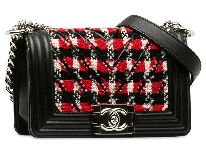 Borsa a spalla piccola Boy di Chanel con catena Nero Rosso - vista 2