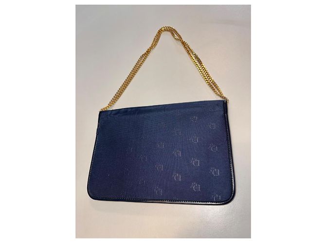 Christian Dior 30 Montaigne Borsa in tessuto e pelle blu navy D'oro - vista 2
