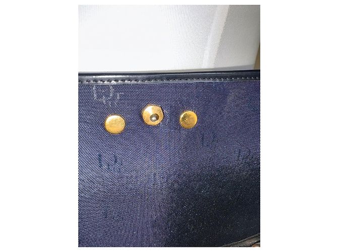 Christian Dior 30 Montaigne Borsa in tessuto e pelle blu navy D'oro - vista 5