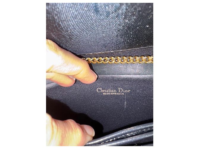 Christian Dior 30 Montaigne Borsa in tessuto e pelle blu navy D'oro - vista 6