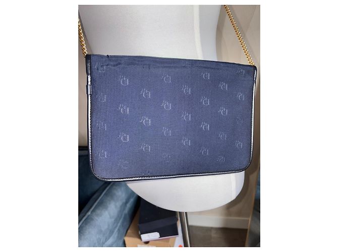 Christian Dior 30 Montaigne Borsa in tessuto e pelle blu navy D'oro - vista 7