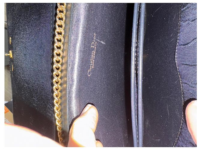 Christian Dior 30 Montaigne Borsa in tessuto e pelle blu navy D'oro - vista 8