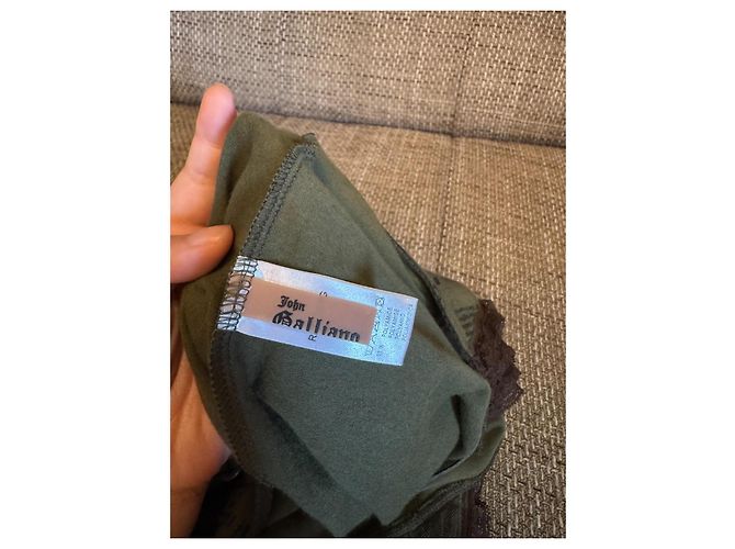 Top con spalline John Galliano Khaki Arancione Cotone - vista 13