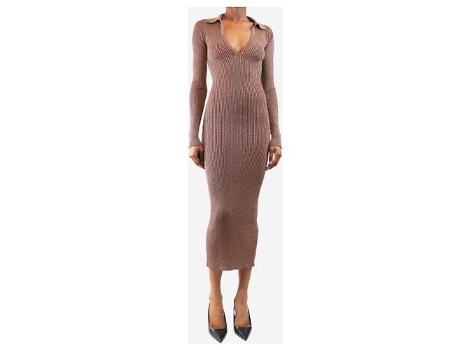 Simon Miller Vestido maxi de punto acanalado brillante marrón - talla XS Castaño - vista 3