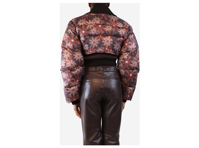 Jacquemus Braune, kurz geschnittene, florale Daunenjacke - Größe UK 8 - Ansicht 2