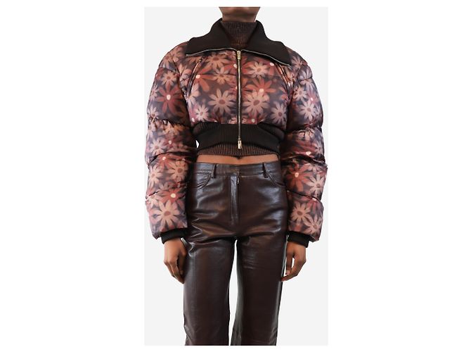 Jacquemus Braune, kurz geschnittene, florale Daunenjacke - Größe UK 8 - Ansicht 3