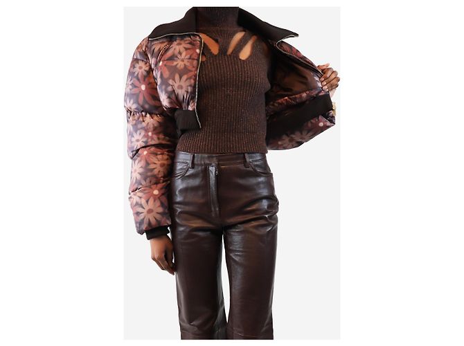 Jacquemus Braune, kurz geschnittene, florale Daunenjacke - Größe UK 8 - Ansicht 4