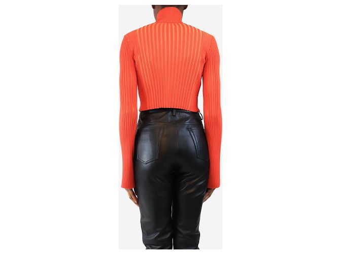 Simon Miller Orange geripptes cropped Cardigan - Größe XS - Ansicht 2