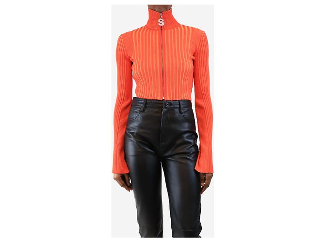 Simon Miller Orange geripptes cropped Cardigan - Größe XS - Ansicht 3