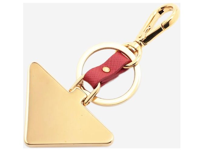 Prada Portachiavi in pelle Saffiano rossa con logo Rosso - vista 2