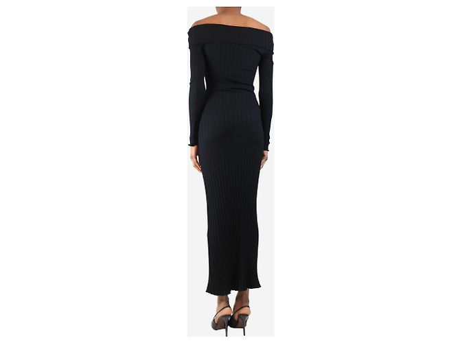 Simon Miller Schwarzes geripptes Maxikleid mit schulterfreiem Design - Größe XS - Ansicht 2