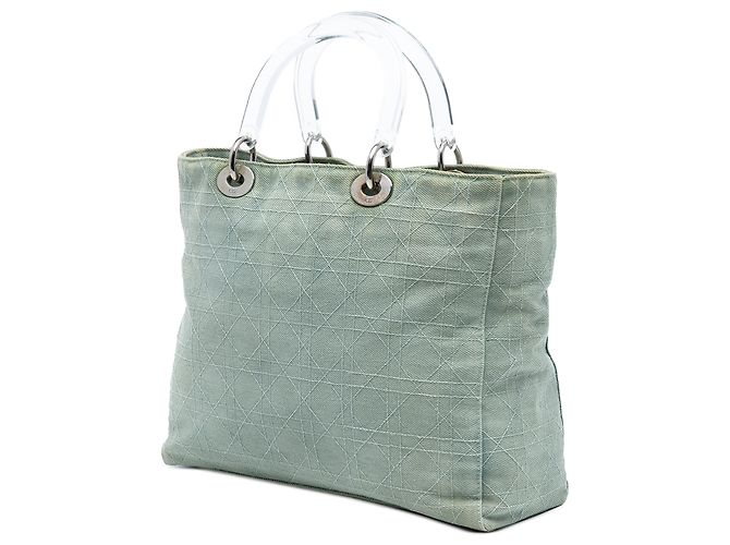 Dior Blu Grande Borsa in Denim Cannage con Manici in Acrilico Lady Dior - vista 2
