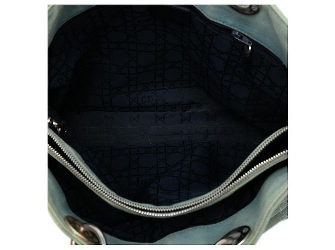 Dior Blu Grande Borsa in Denim Cannage con Manici in Acrilico Lady Dior - vista 4