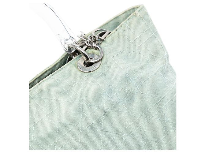 Dior Blu Grande Borsa in Denim Cannage con Manici in Acrilico Lady Dior - vista 7