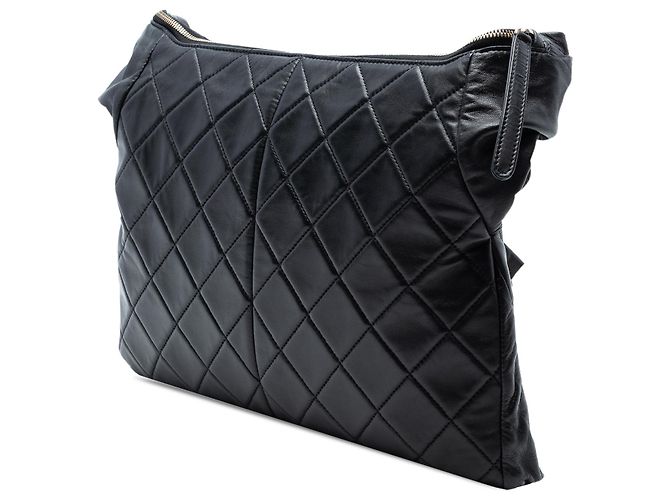 Girl Chanel Schwarze gesteppte Lammleder Schultertasche für Mädchen - Ansicht 2