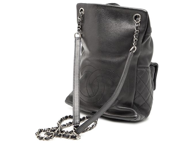 Chanel Black Small CC Calfskin Drawstring Flap Backpack - view 2