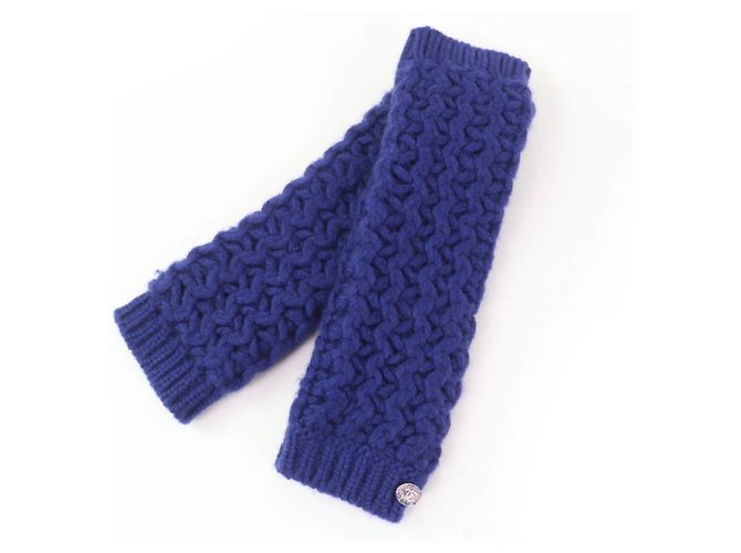 Set di scaldacollo e scaldabraccia in maglia Chanel Blu - vista 3