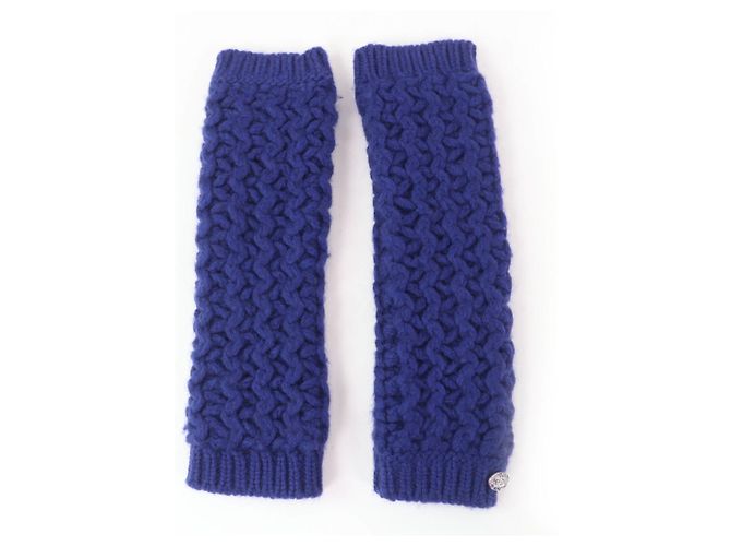 Set di scaldacollo e scaldabraccia in maglia Chanel Blu - vista 4