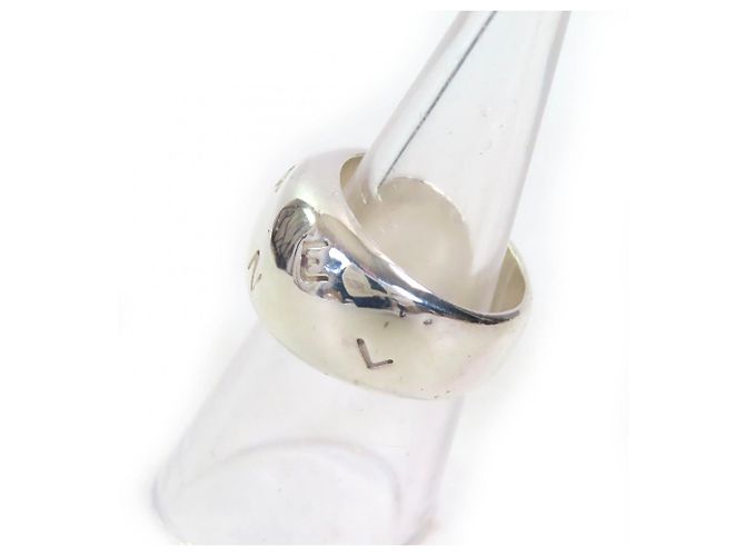 Anello Largo con Logo Inciso SV925 di Chanel Argento - vista 2