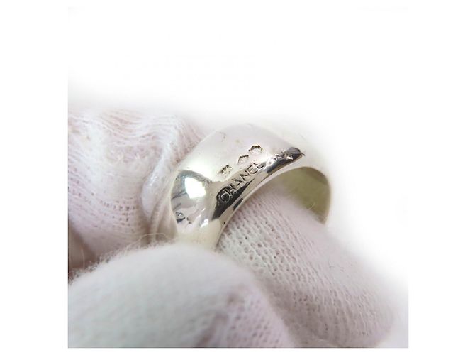 Anello Largo con Logo Inciso SV925 di Chanel Argento - vista 6