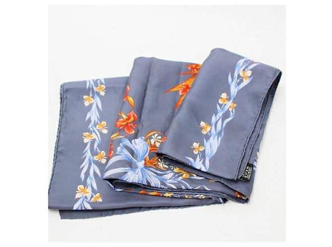 Hermès Seidenschal - Design Blühendes Pferd Braun Blau Orange - Ansicht 10