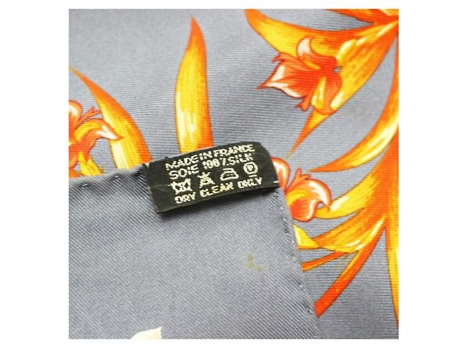 Hermès Seidenschal - Design Blühendes Pferd Braun Blau Orange - Ansicht 11