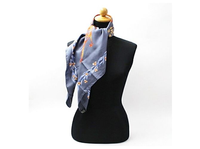 Hermès Seidenschal - Design Blühendes Pferd Braun Blau Orange - Ansicht 4