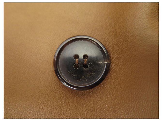 NUEVO RARO TRENCH LARGO SAINT LAURENT 740485 36 S ABRIGO DE CUERO CAMEL Camello - vista 10