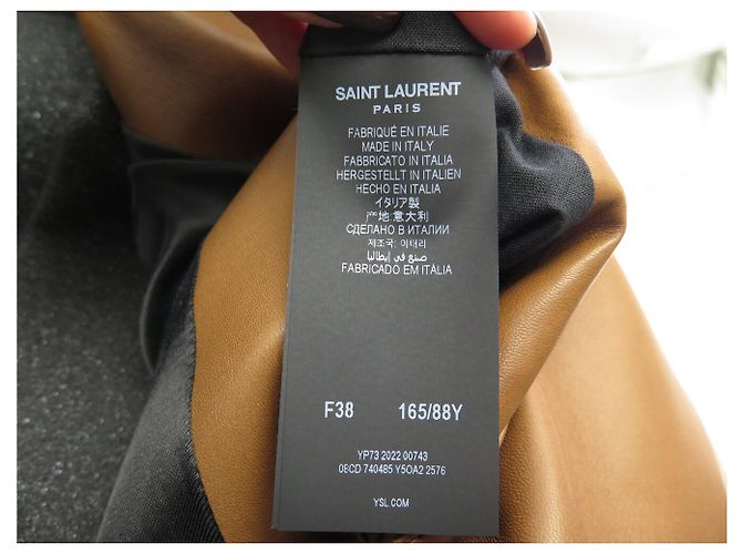 NUEVO RARO TRENCH LARGO SAINT LAURENT 740485 36 S ABRIGO DE CUERO CAMEL Camello - vista 22